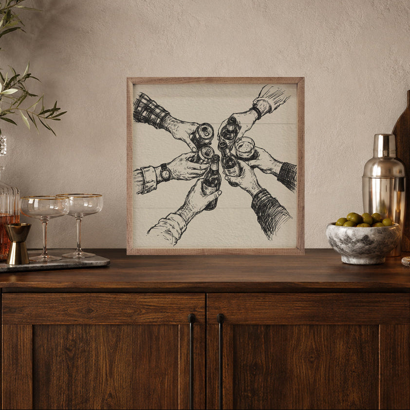 A Toast Among Friends Wood Framed Print