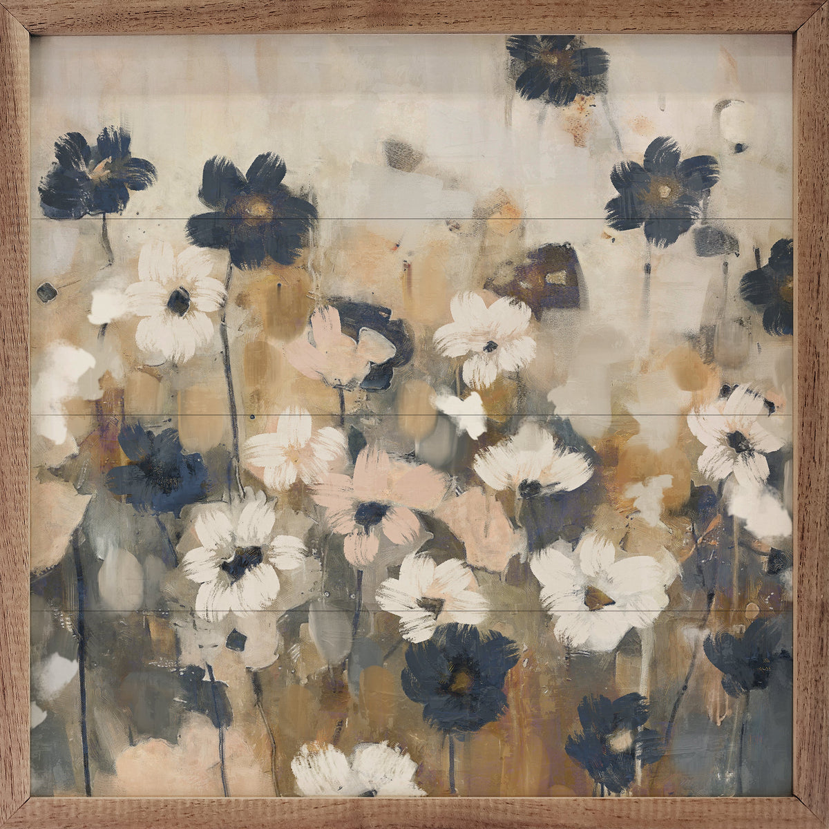 Abstracted Florals 2 Blue By Nina Blue Wood Framed Print
