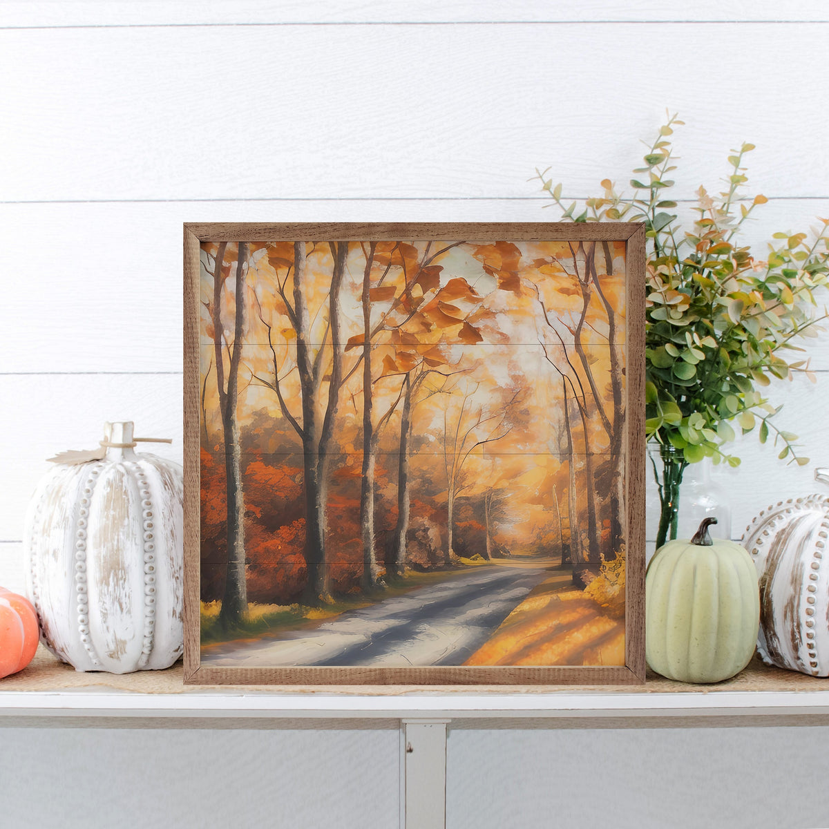 Autumn Path Wood Framed Print
