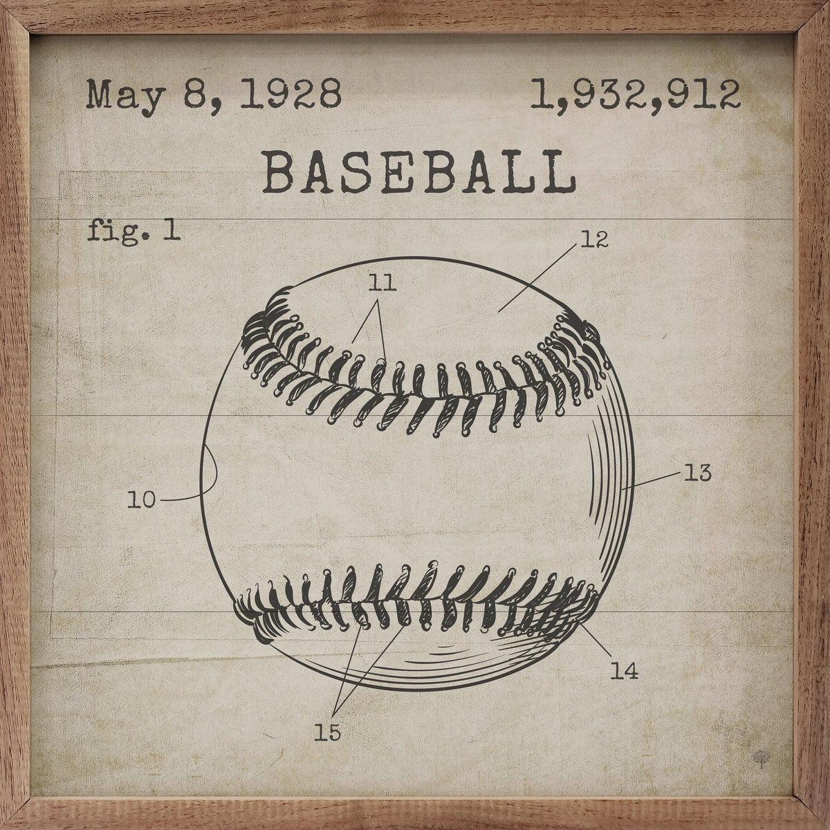 Baseball Patent Wood Framed Print
