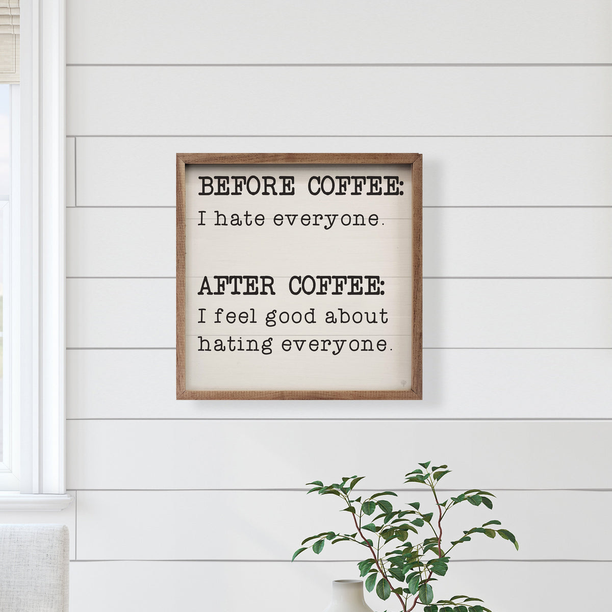 Before Coffee After Coffee Wood Framed Print