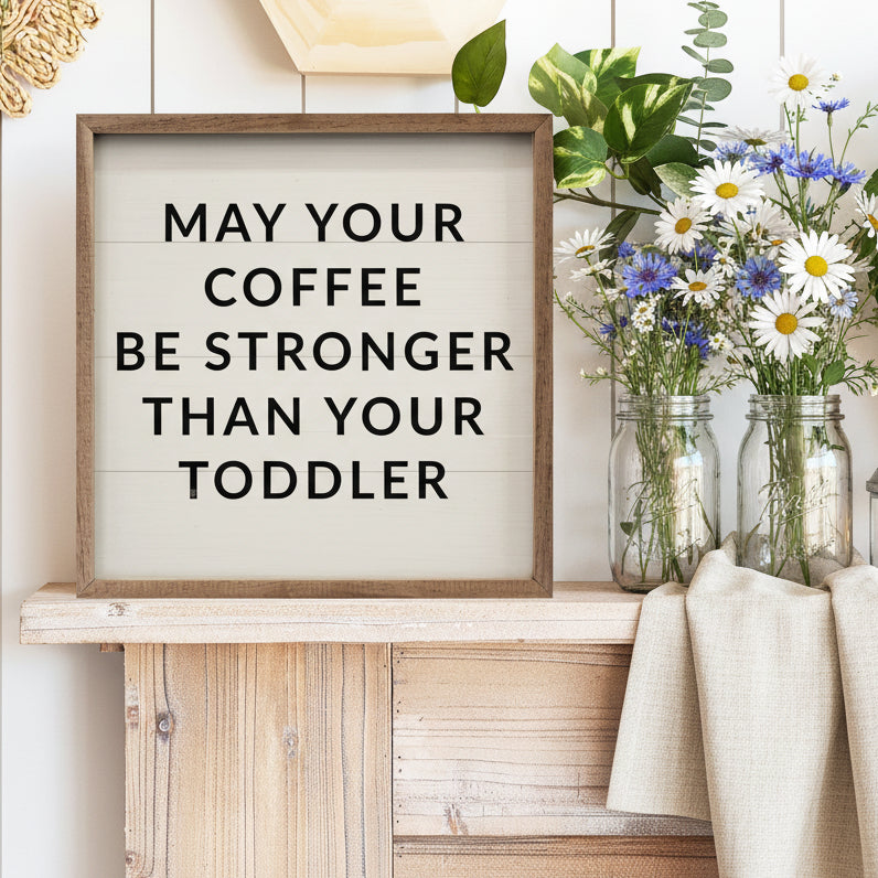 Coffee Be Stronger Wood Framed Print