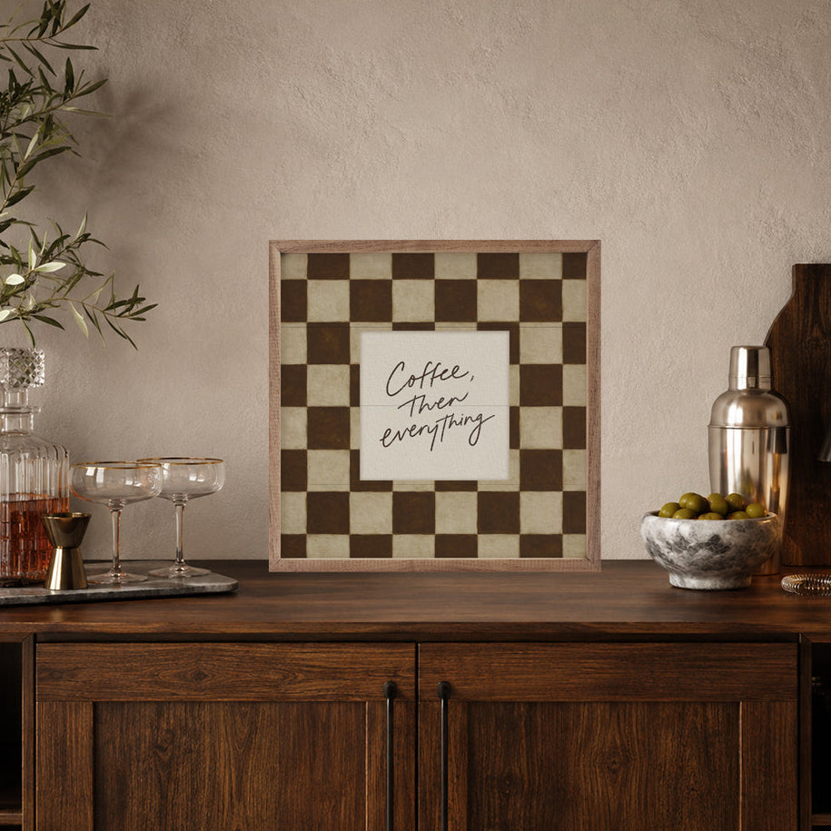Coffee Then Everything Wood Framed Print