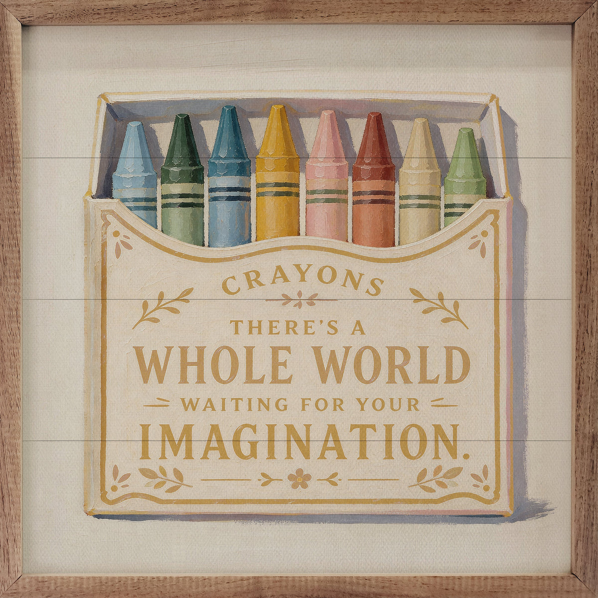 Crayons Imagination Wood Framed Print