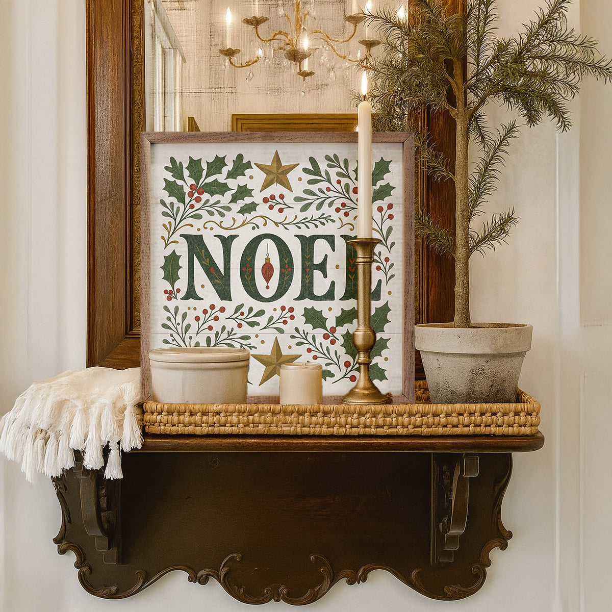 Decorative Noel Wood Framed Print