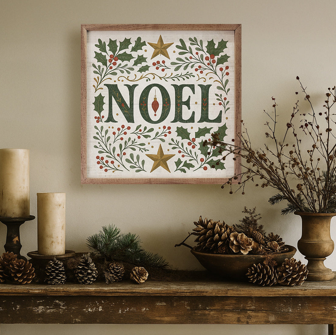 Decorative Noel Wood Framed Print
