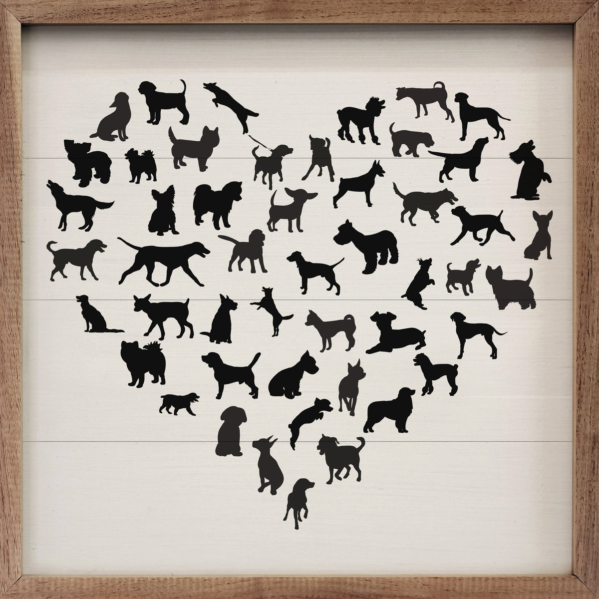 Dog Heart White Wood Framed Print