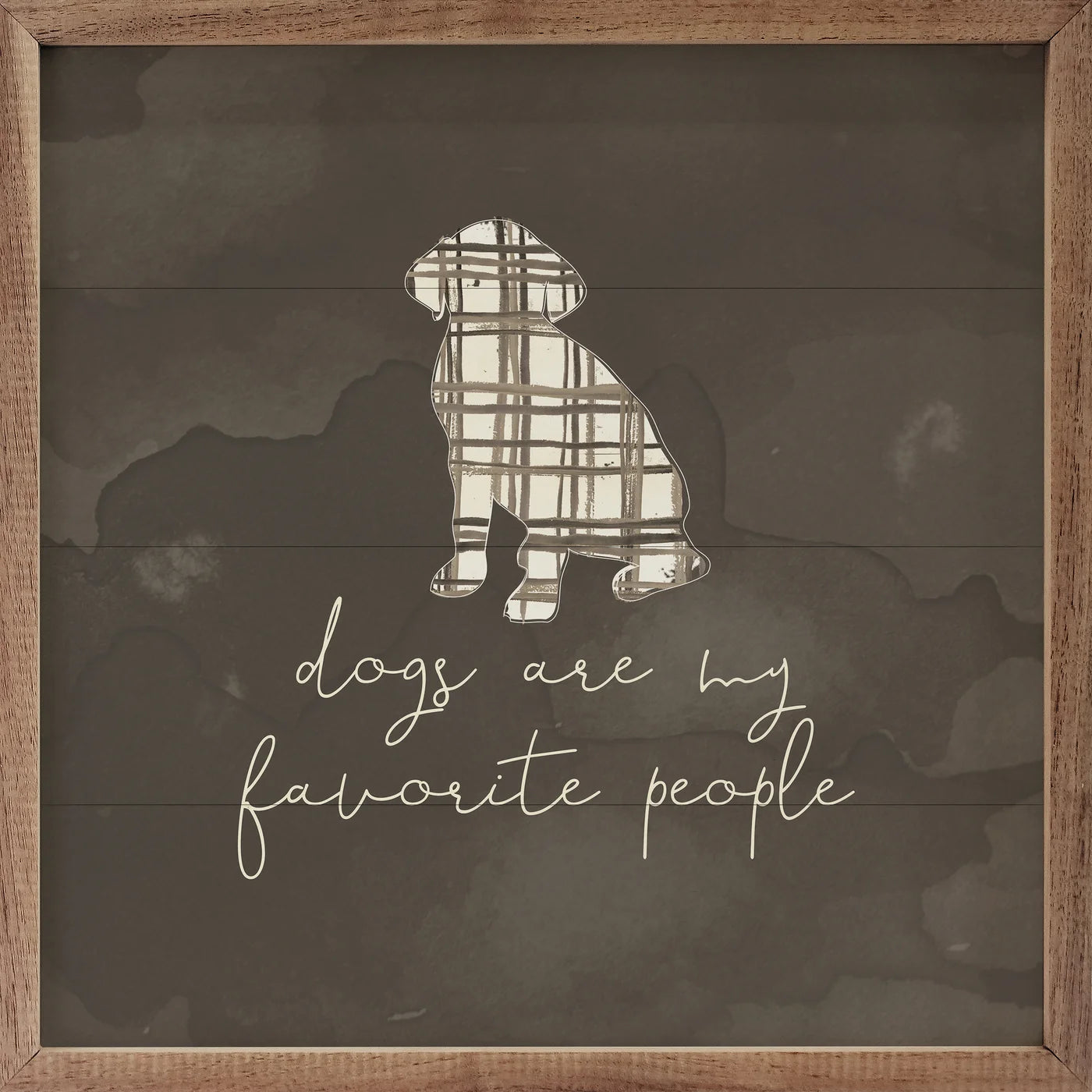 Dogs Are My Favorite People Plaid Gray By Amylee Weeks Wood Framed Print