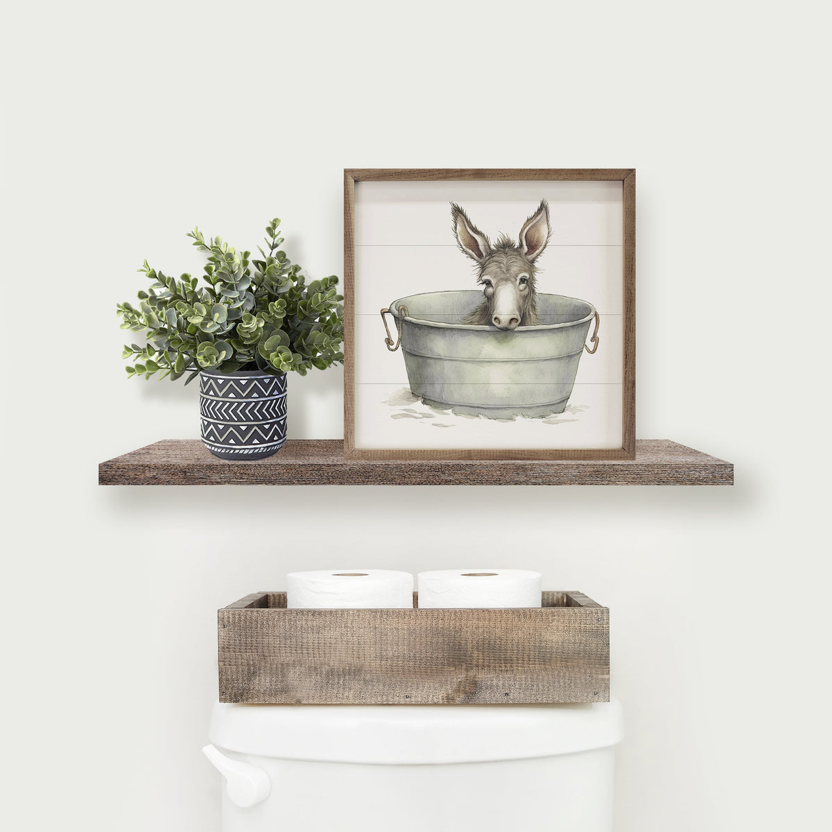 Donkey Metal Tub Wood Framed Print