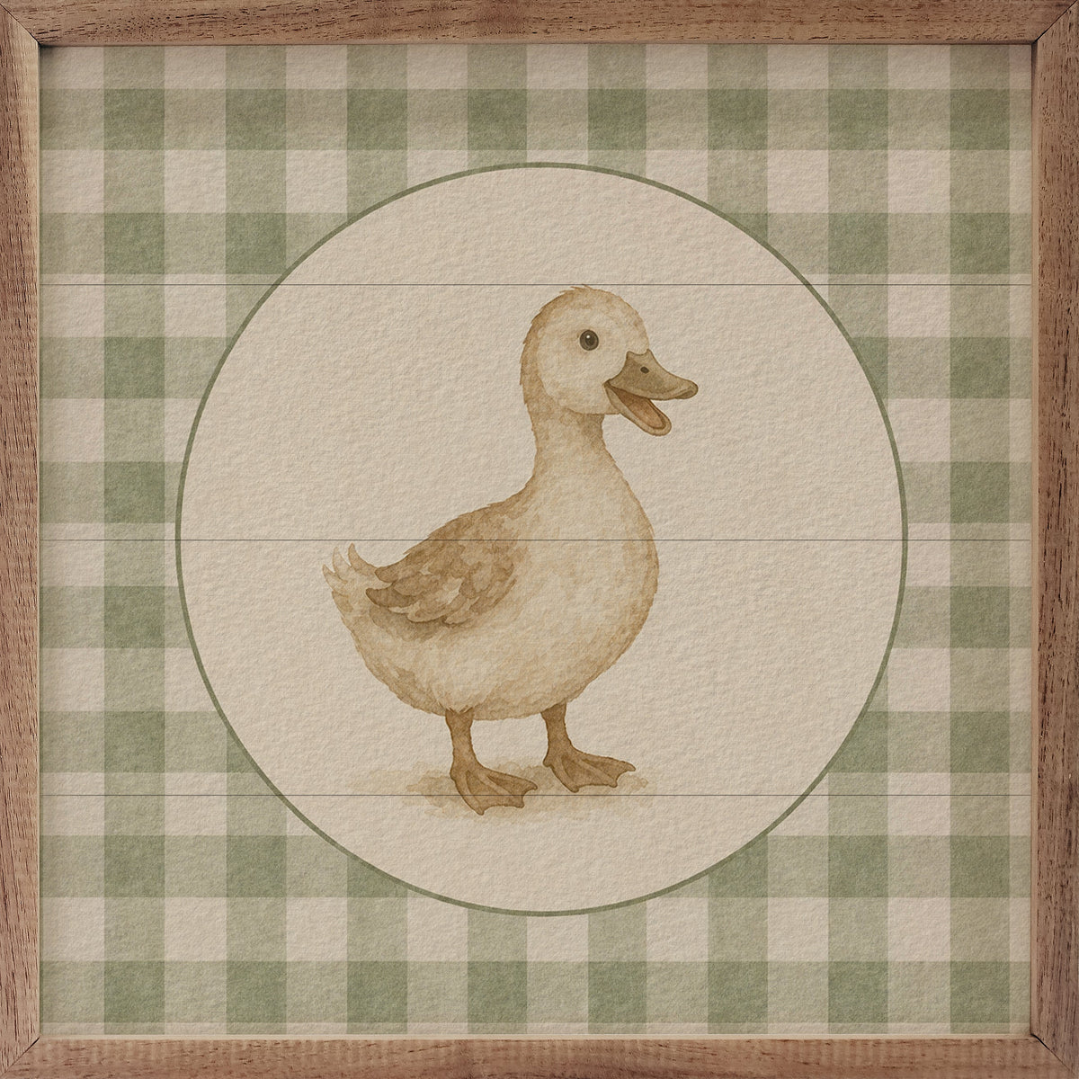 Farm Charm Check Duck Wood Framed Print
