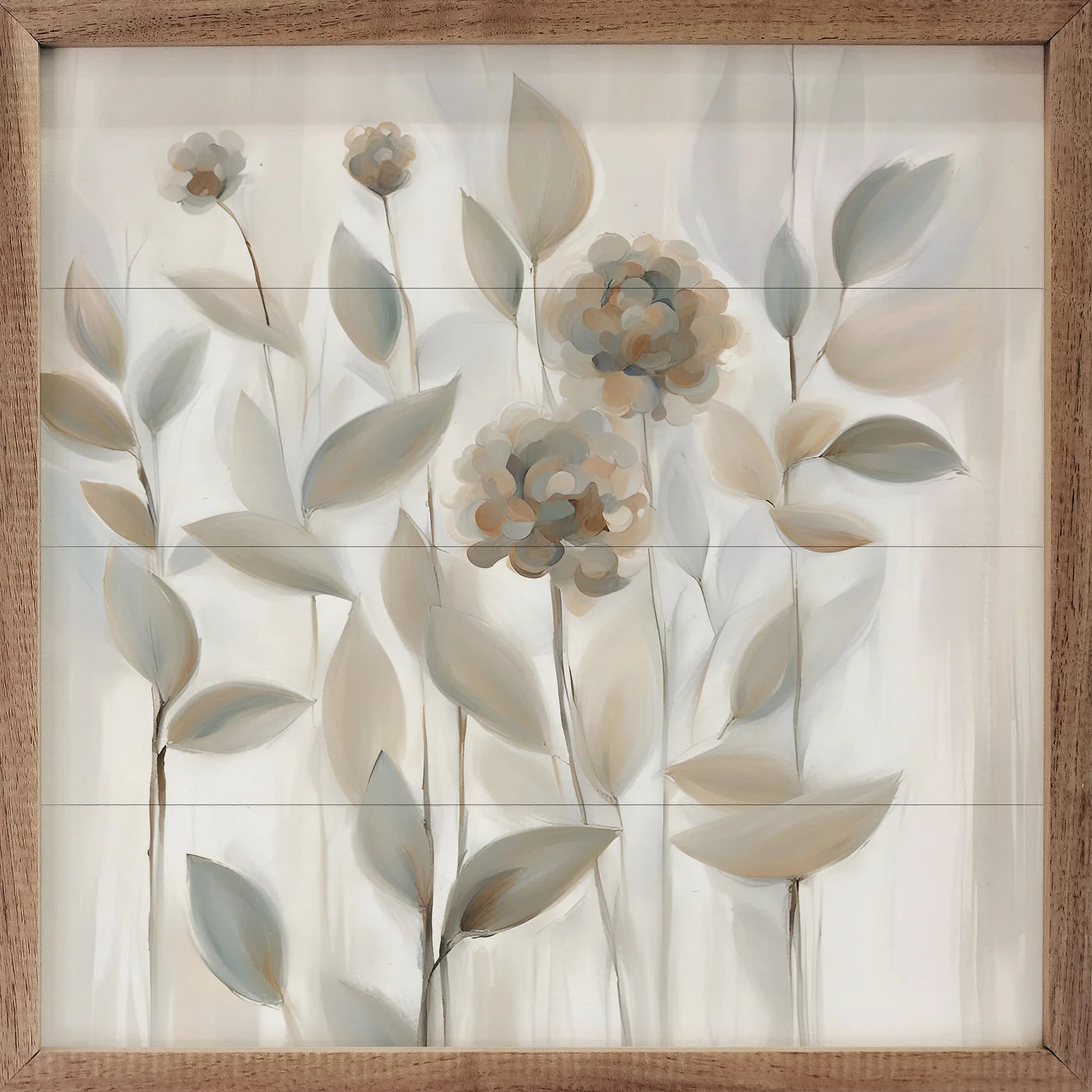 Flowers In Tan Wood Framed Print