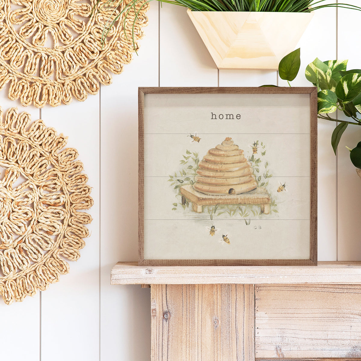 Garden Bees Home Wood Framed Print