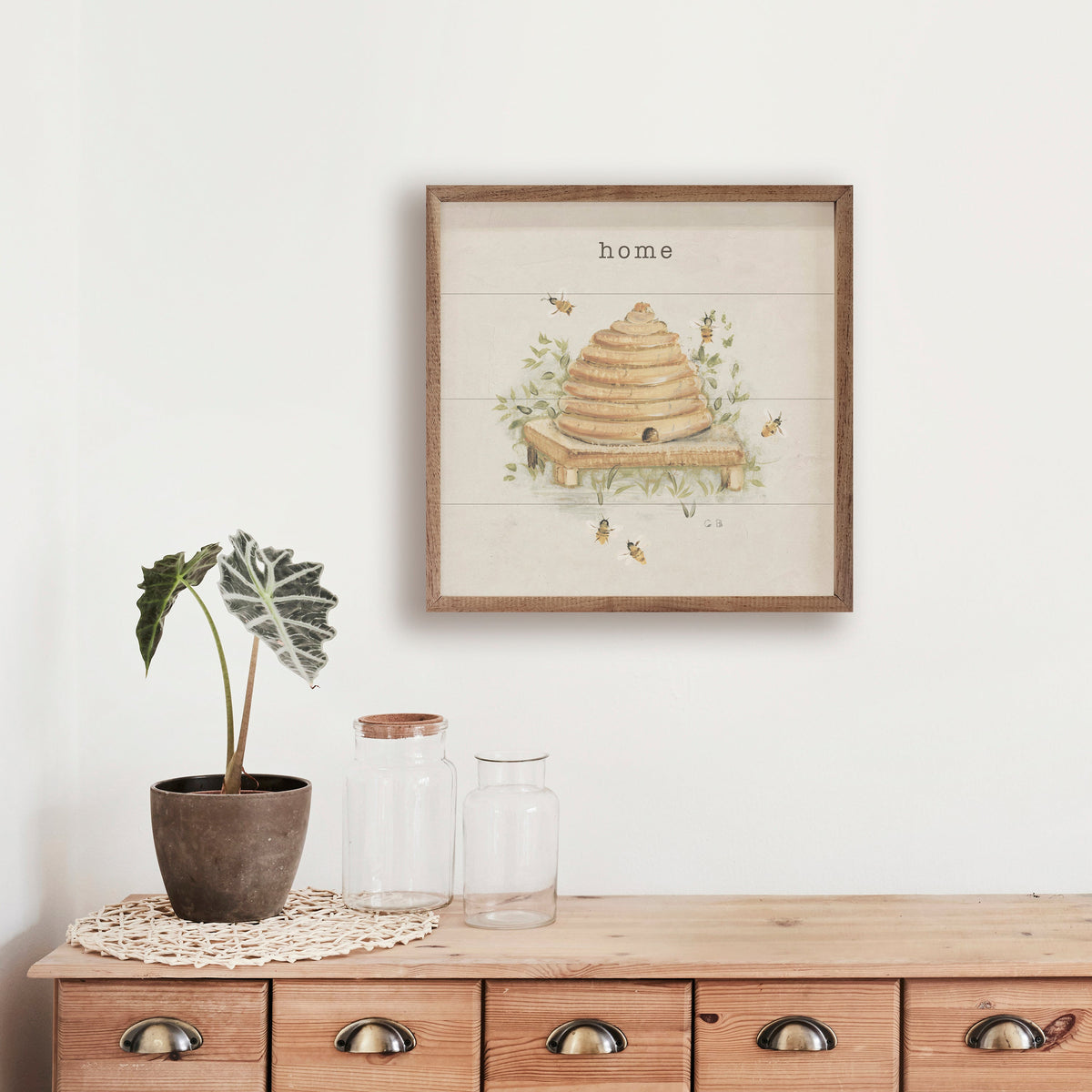 Garden Bees Home Wood Framed Print