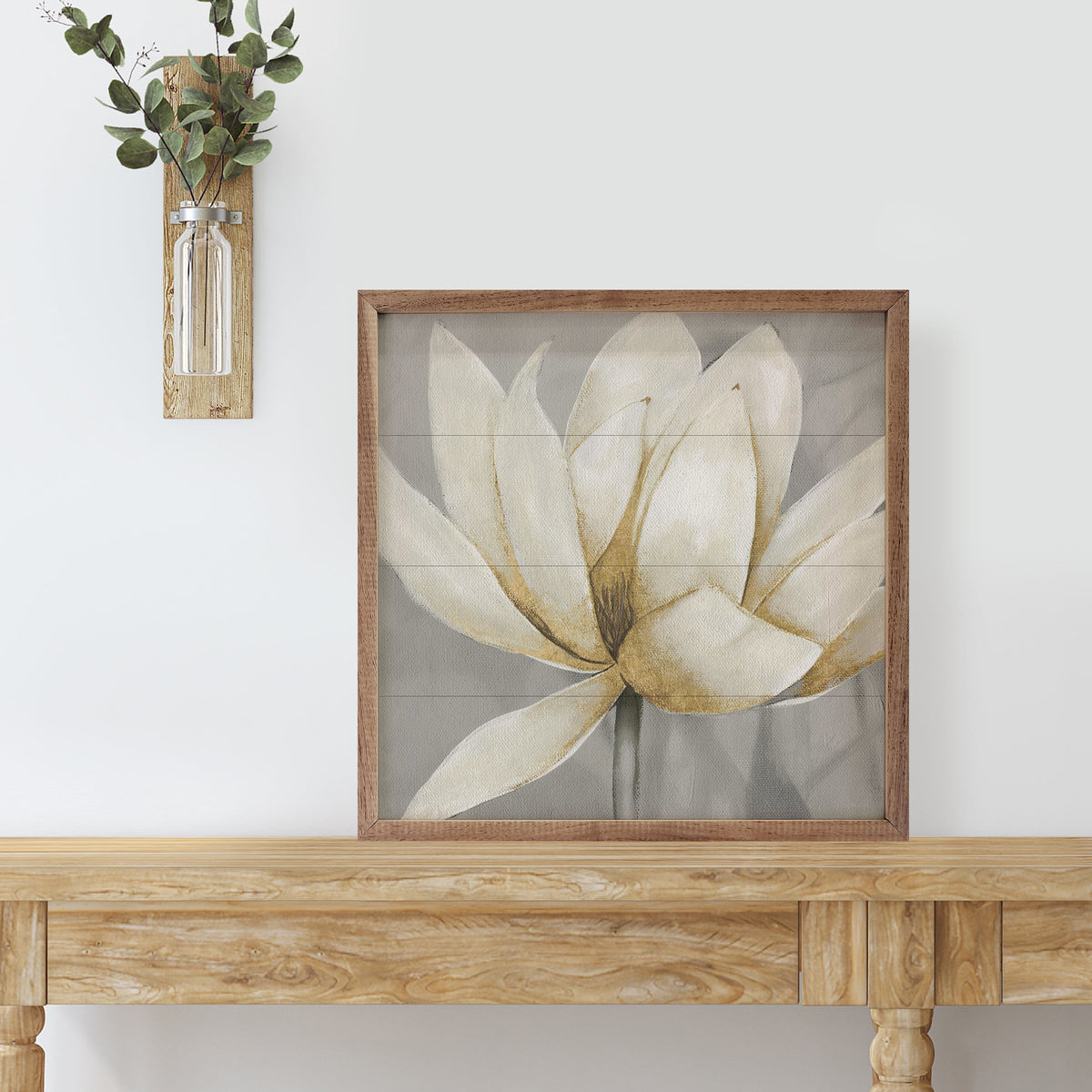 Golden Waterlily 1 By Carol Robinson Wood Framed Print