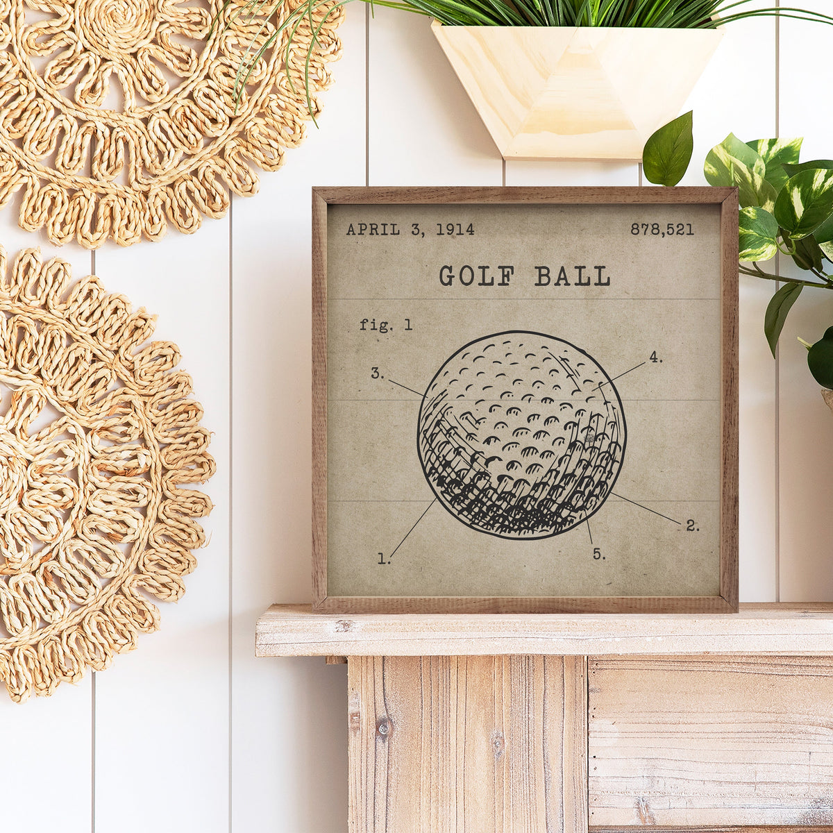 Golf Ball Patent Wood Framed Print
