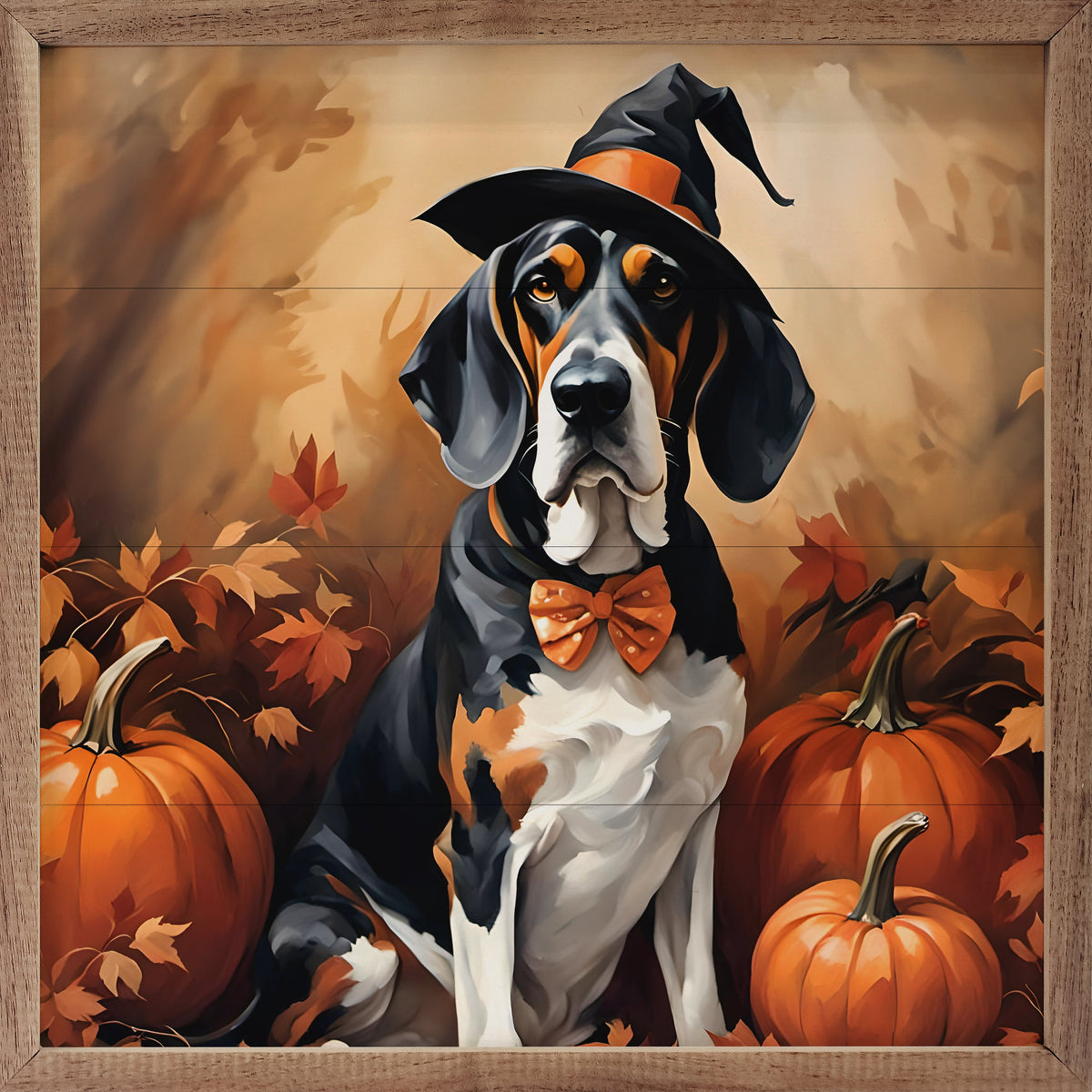 Halloween Basset Wood Framed Print