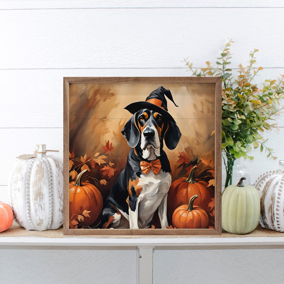 Halloween Basset Wood Framed Print