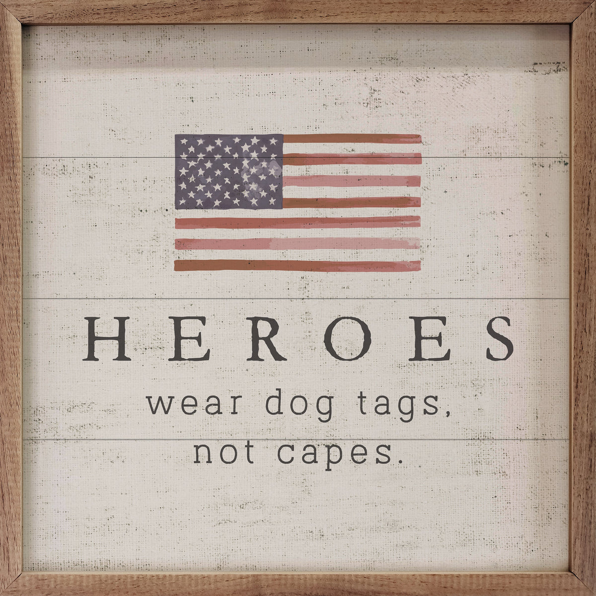 Heroes Flag Whitewash Wood Framed Print