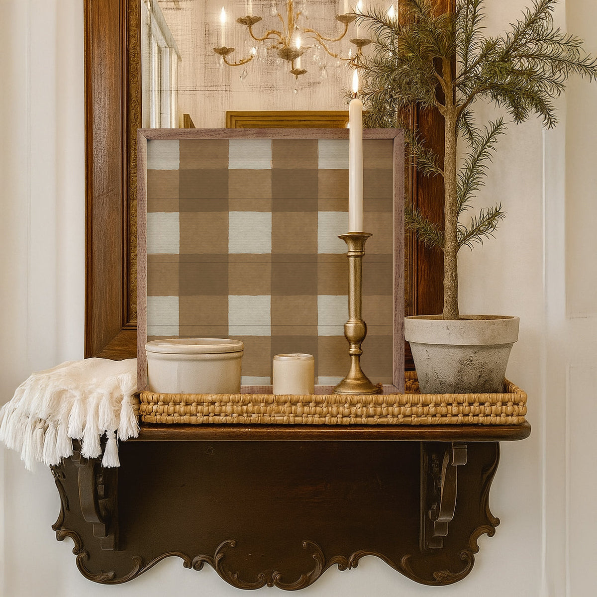 Holiday Plaid Wood Framed Print