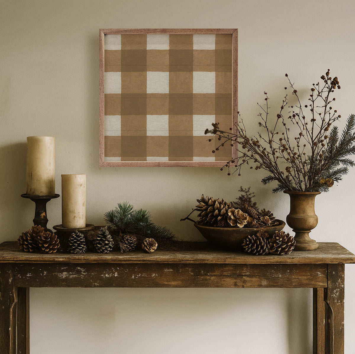 Holiday Plaid Wood Framed Print