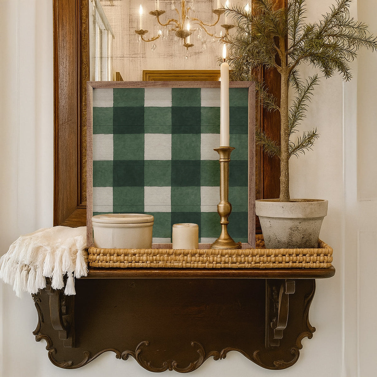 Holiday Plaid Wood Framed Print