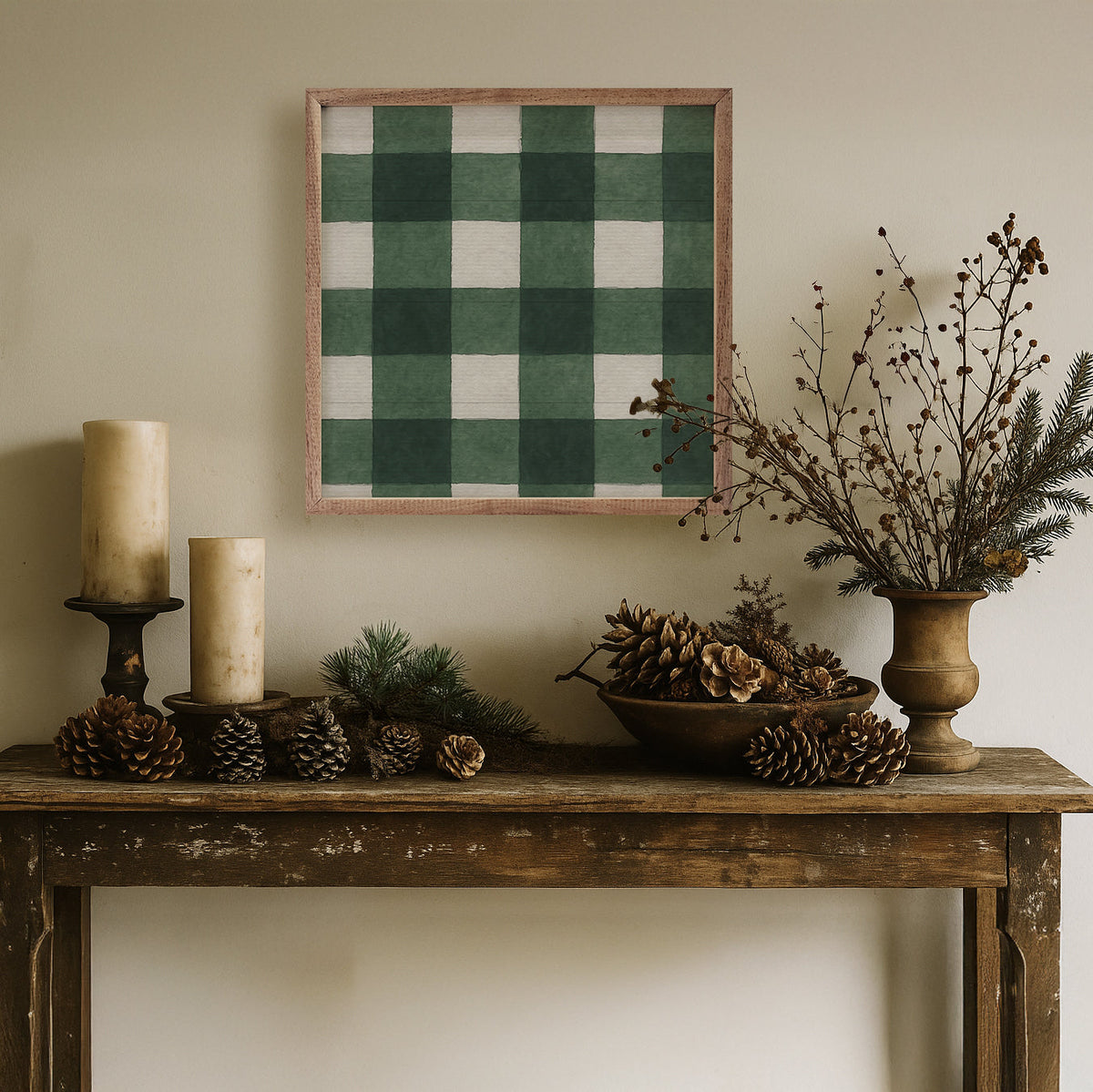 Holiday Plaid Wood Framed Print