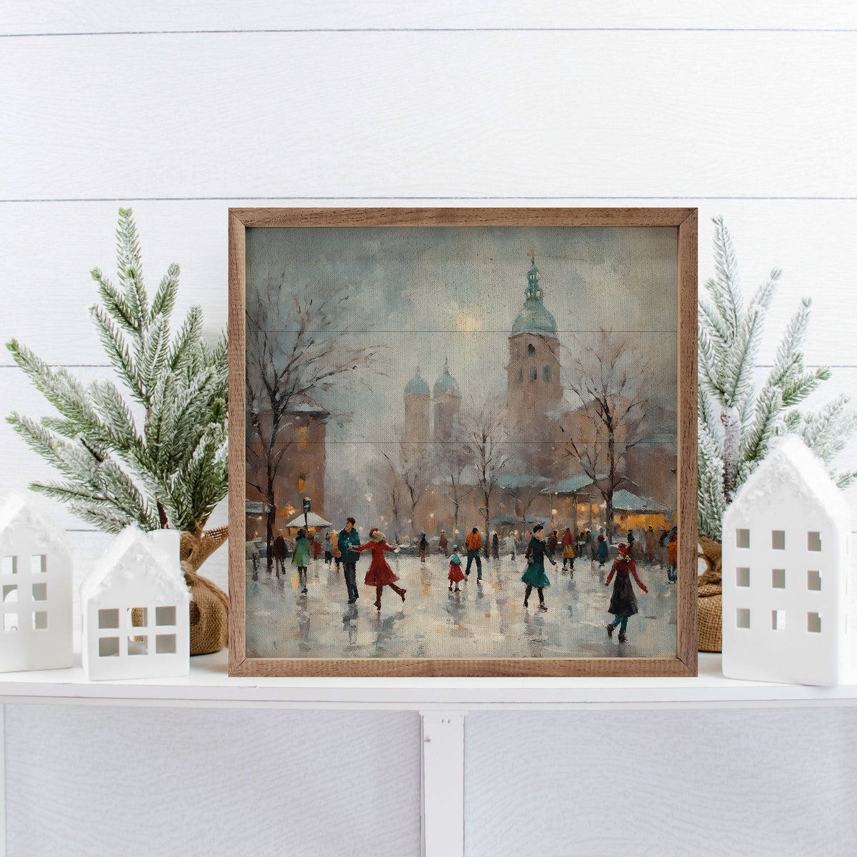 Ice Skating Fun Wood Framed Print