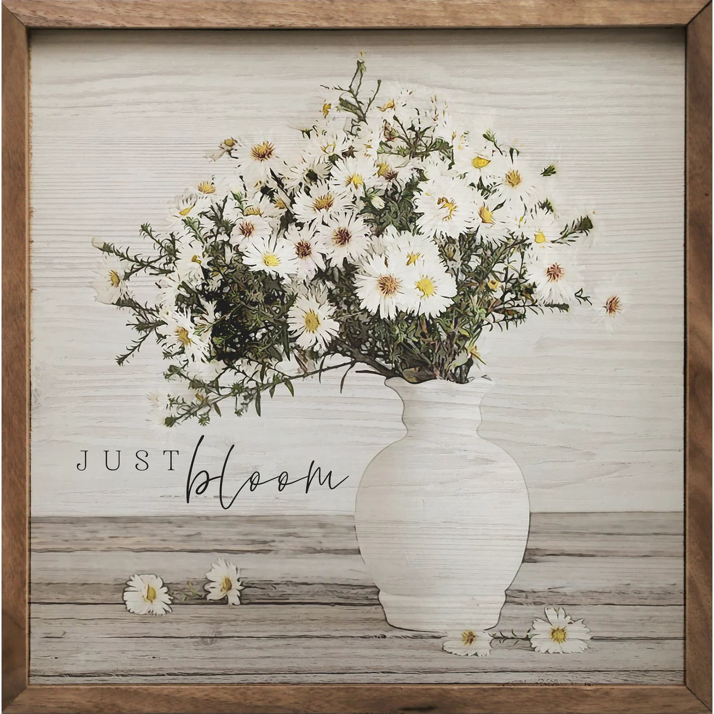 Just Bloom Flower Vase Wood Framed Print