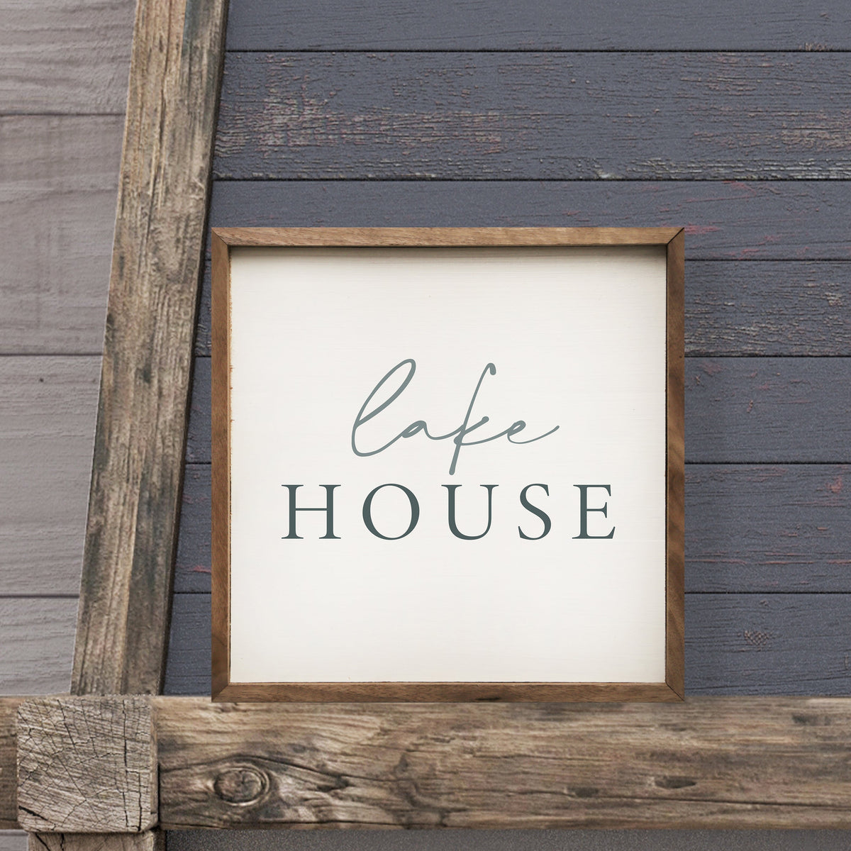 Lake House Wood Framed Print