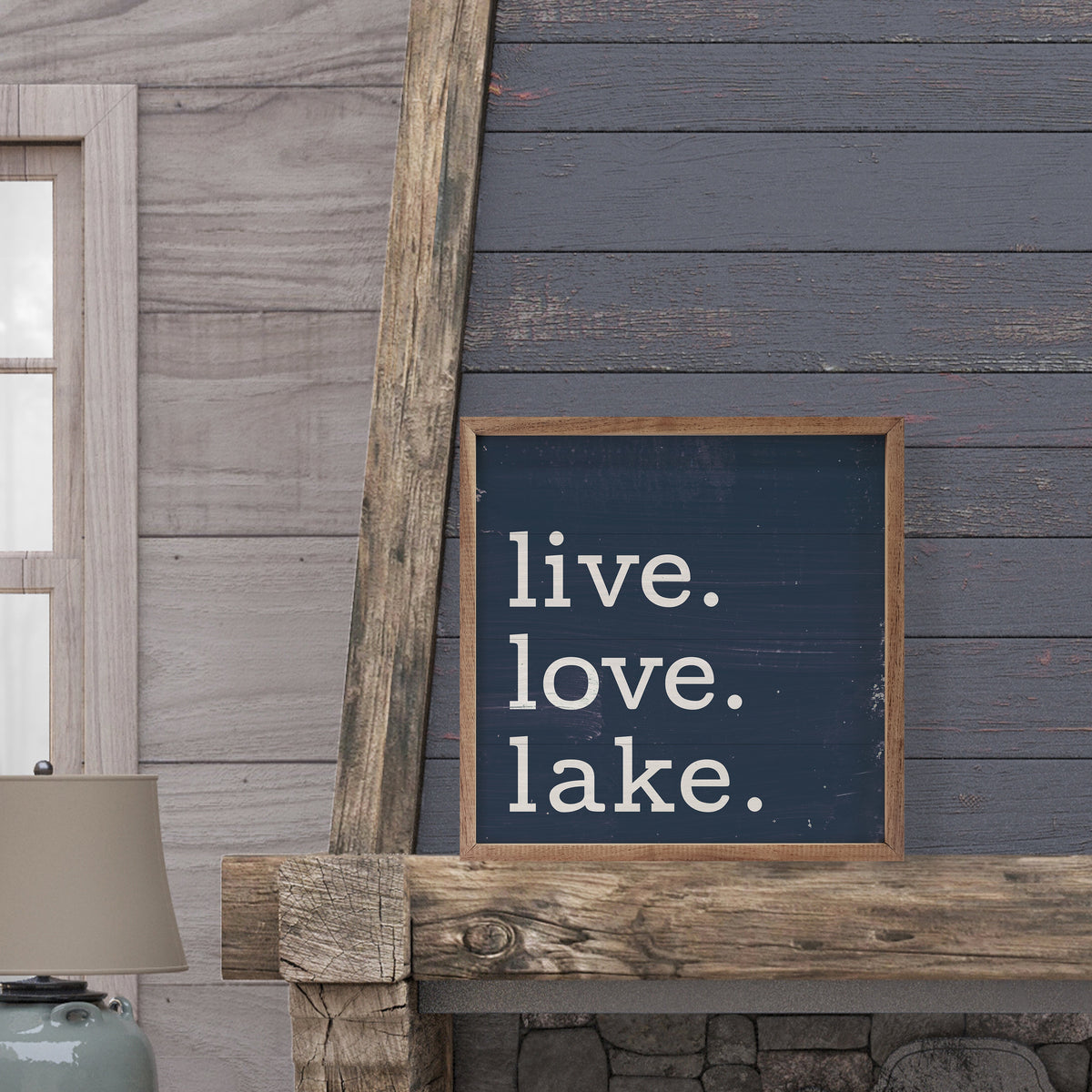 Live Love Lake Wood Framed Print