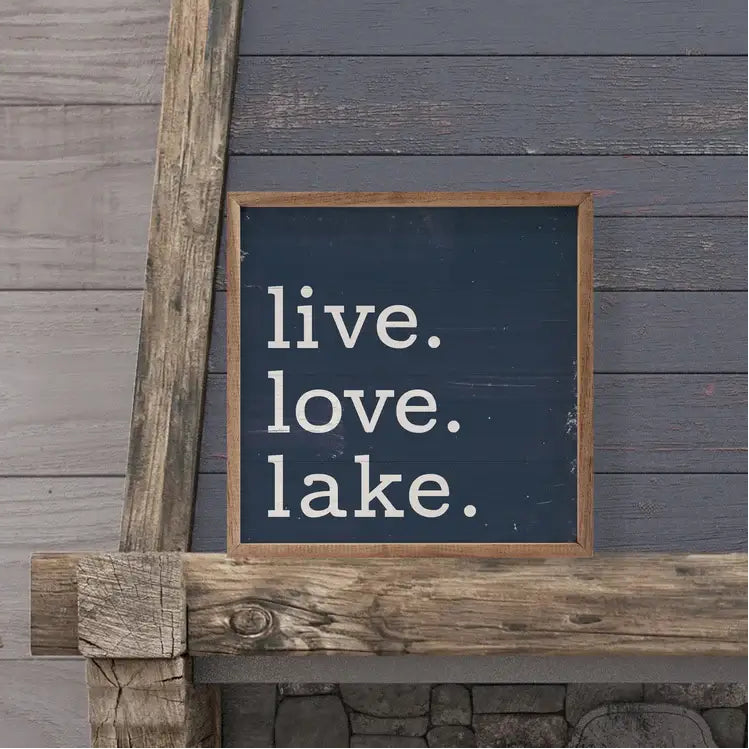 Live Love Lake Wood Framed Print