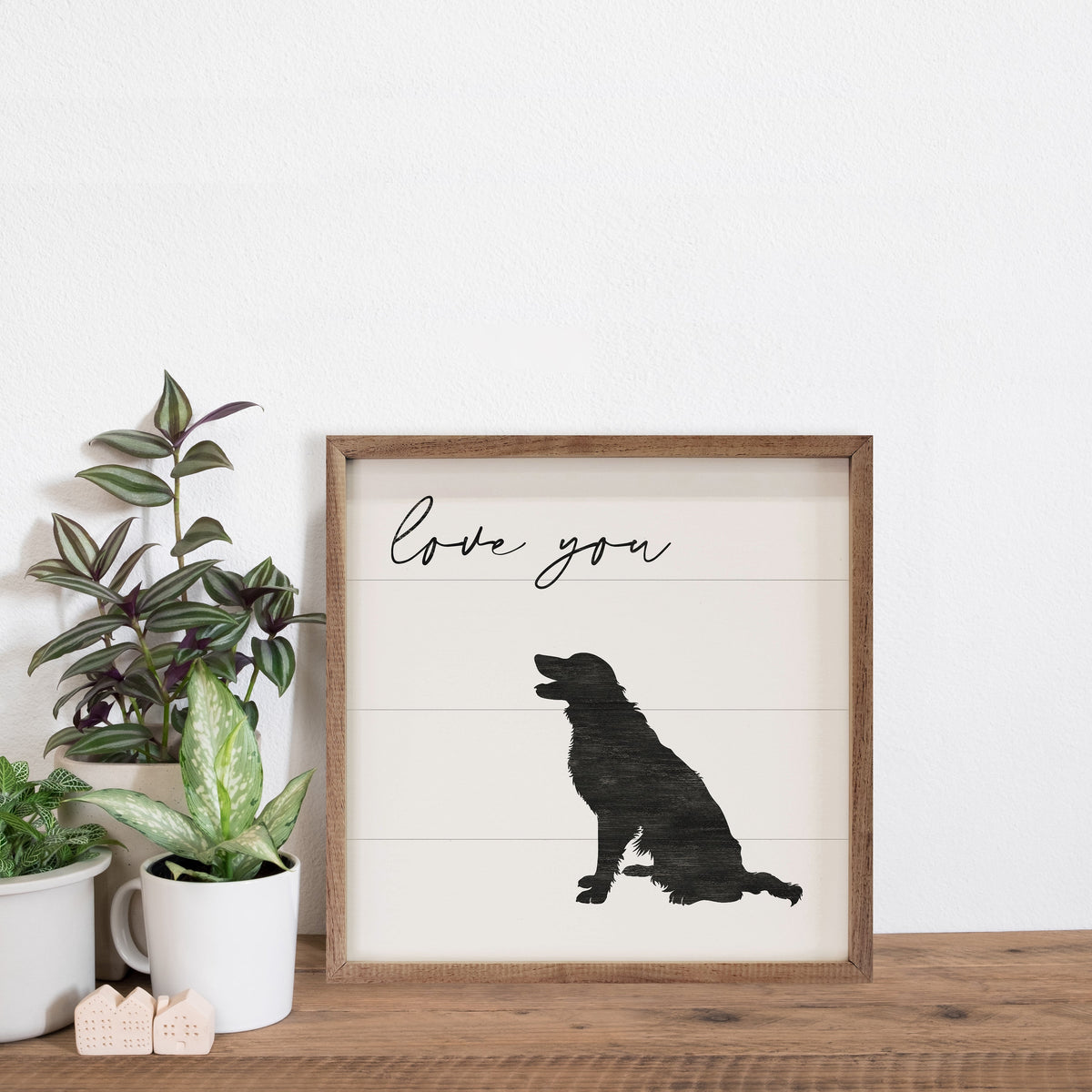 Love You Border Collie Wood Framed Print