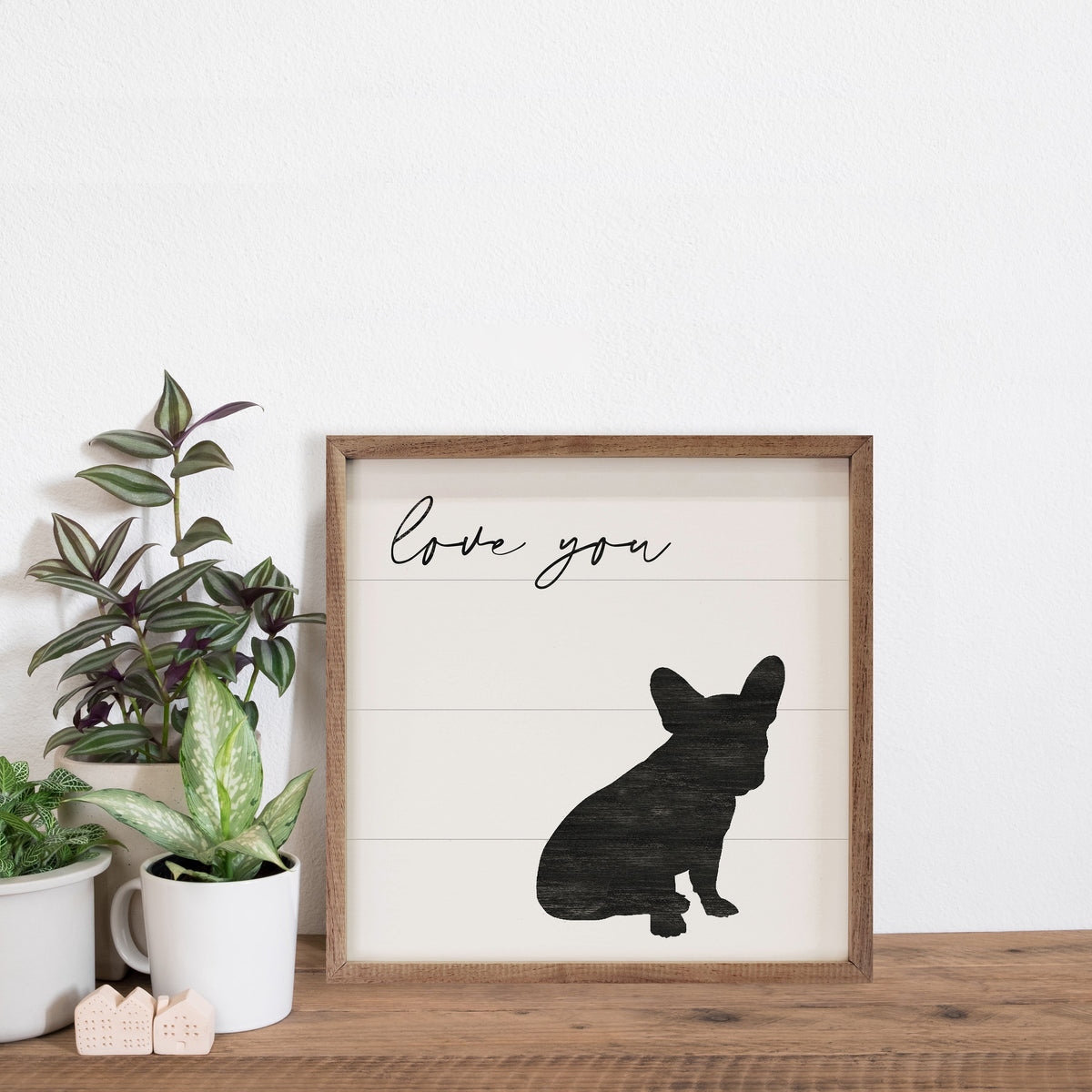 Love You Frenchie Wood Framed Print