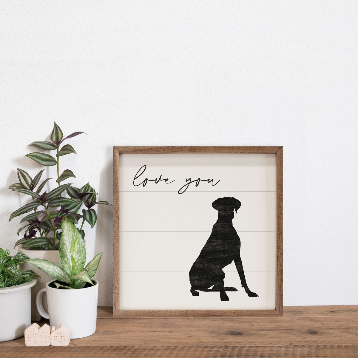 Love You Great Dane Wood Framed Print