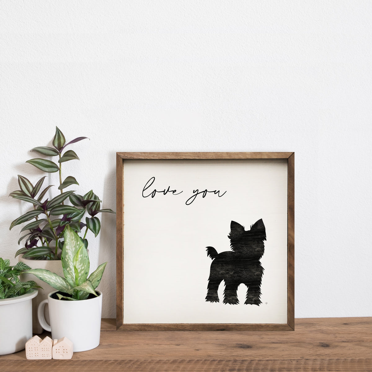 Love You Yorkie Wood Framed Print