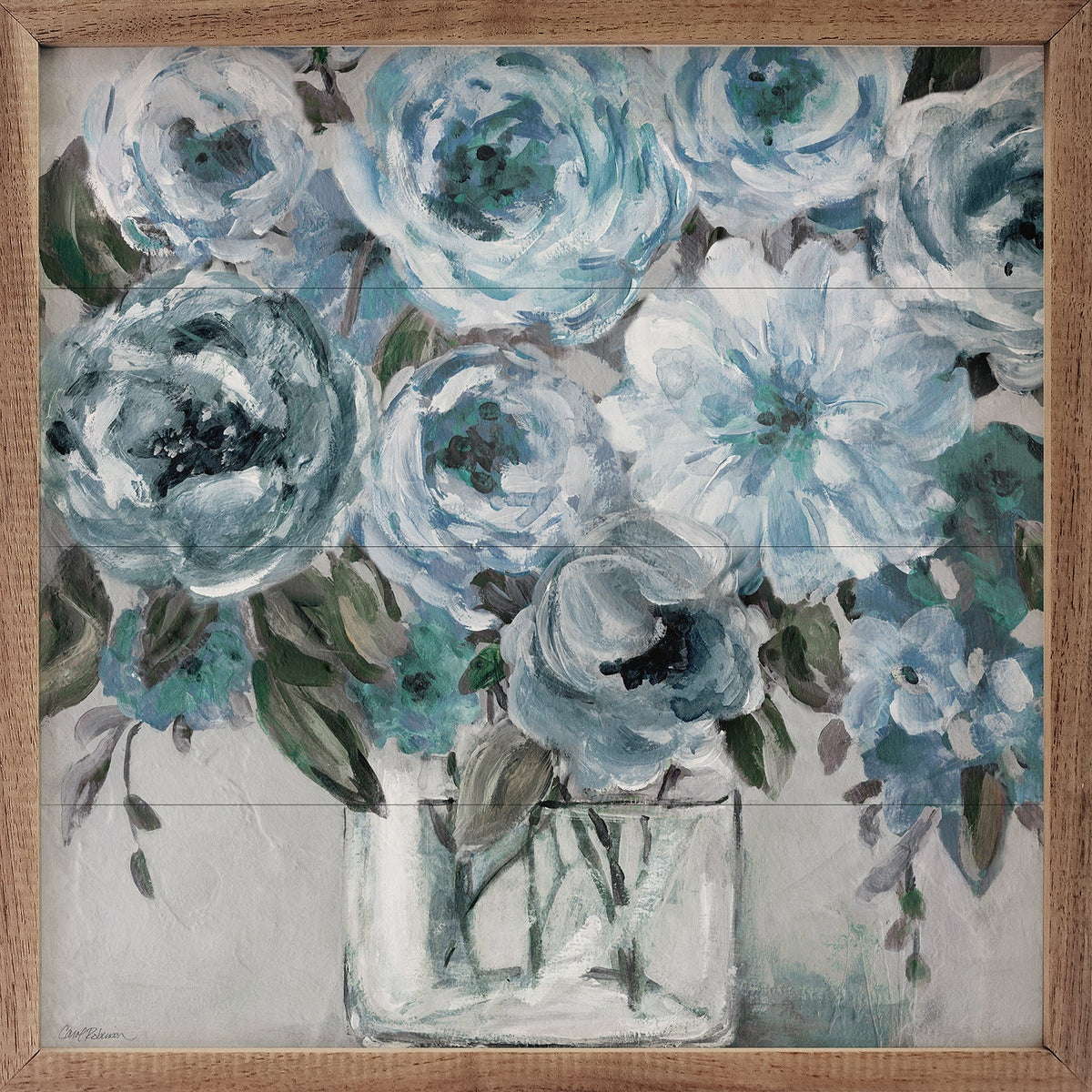 Painterly Blues Wood Framed Print