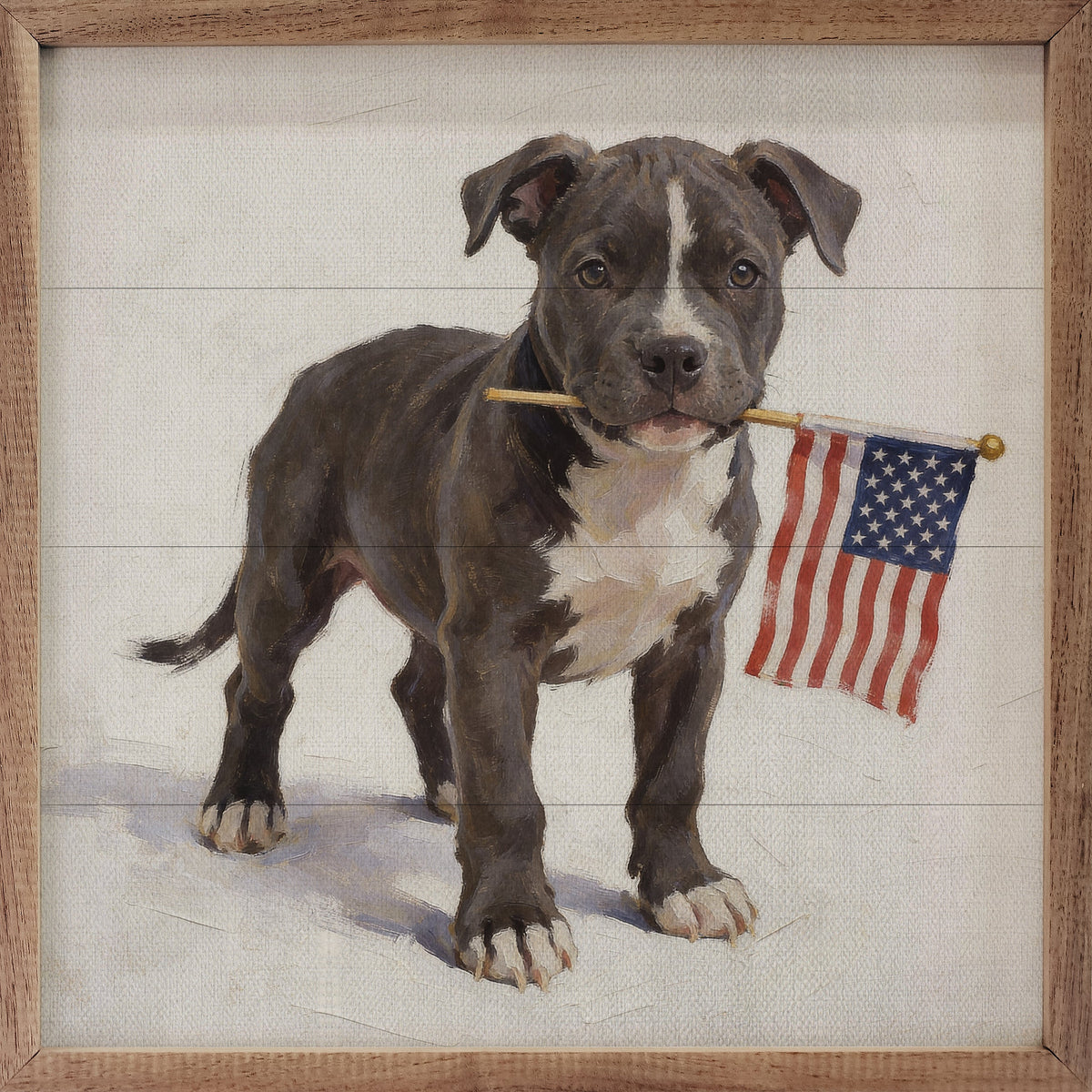 Patriotic Pets American Pit Bull Terrier Wood Framed Print