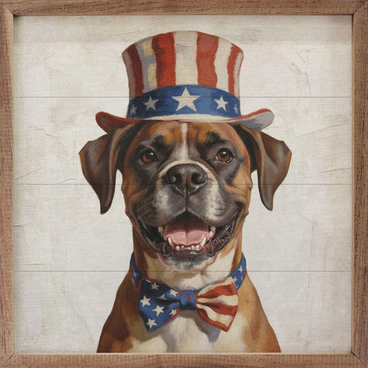 Patriotic Pets Boxer Wood Framed Print