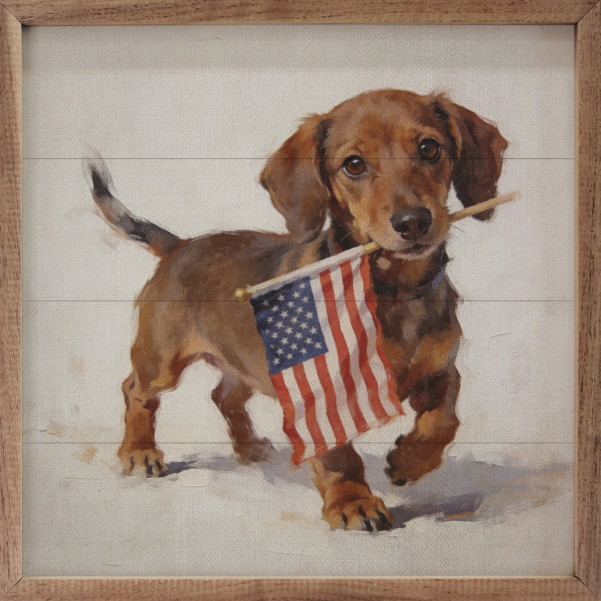 Patriotic Pets Dachshund Wood Framed Print