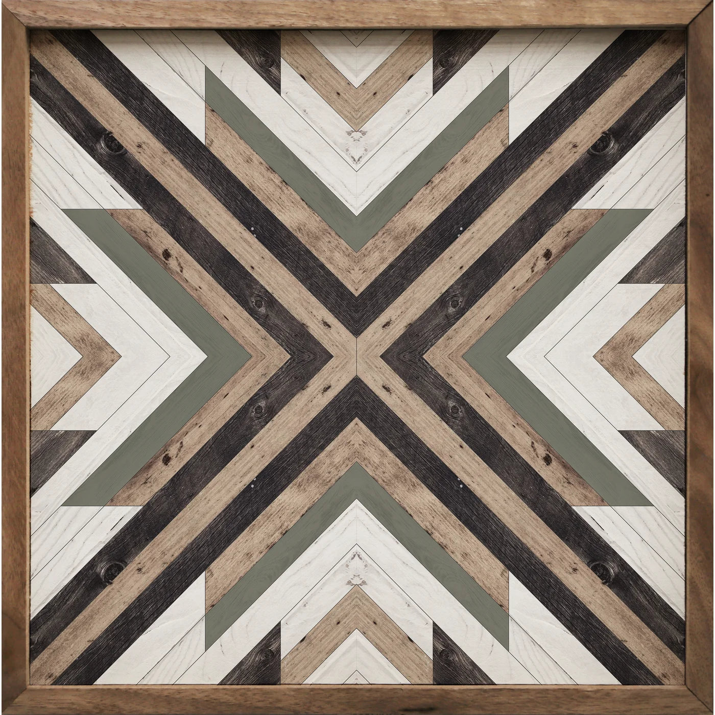 Pattern Geometric Green Wood Framed Print