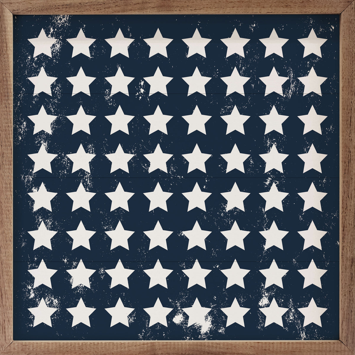 Pattern White Stars On Blue Wood Framed Print