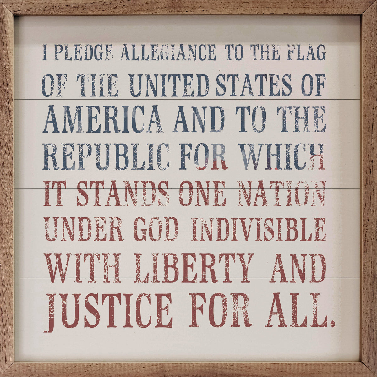 Pledge Of Allegiance Blue And Red Wood Framed Print