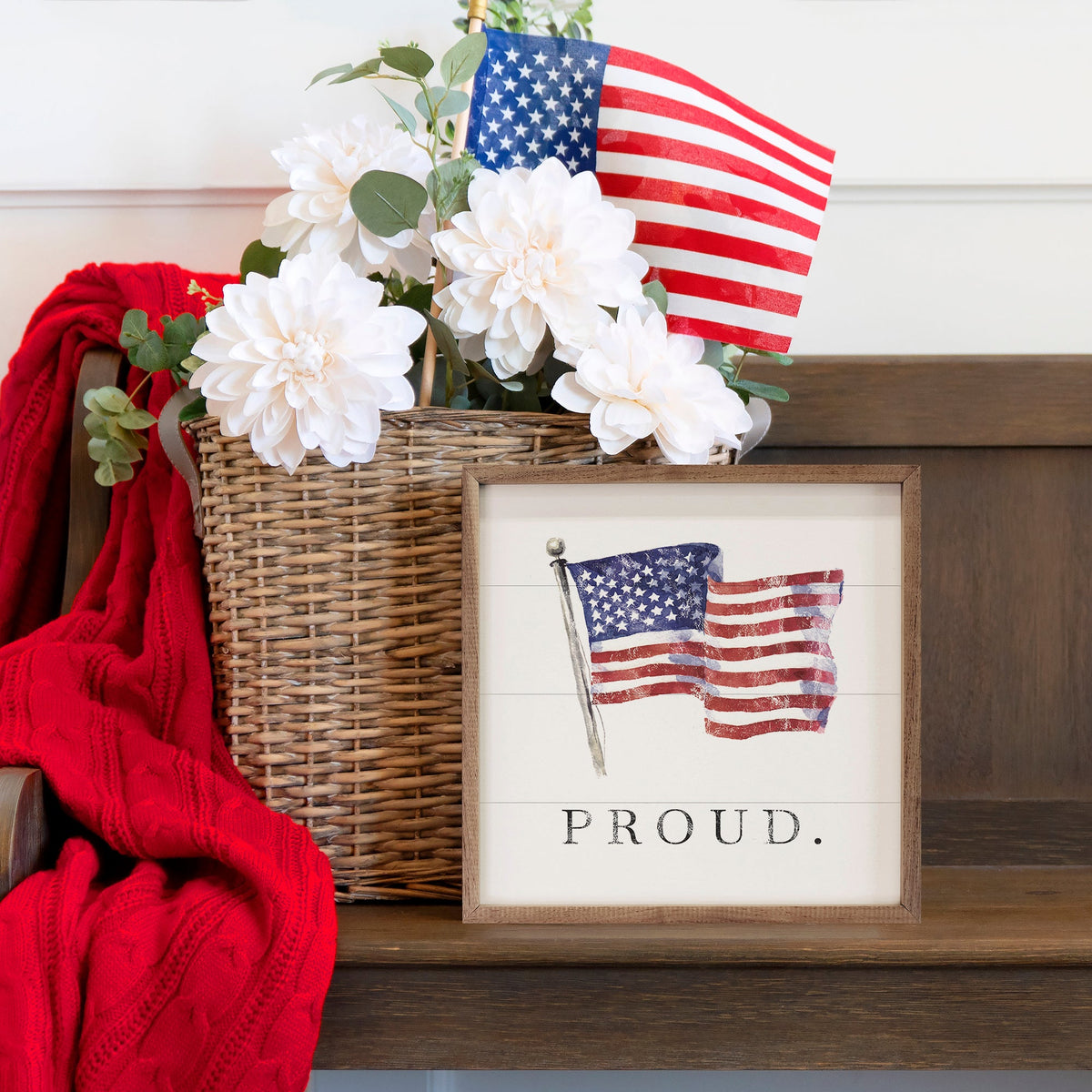Proud American Flag Wood Framed Print