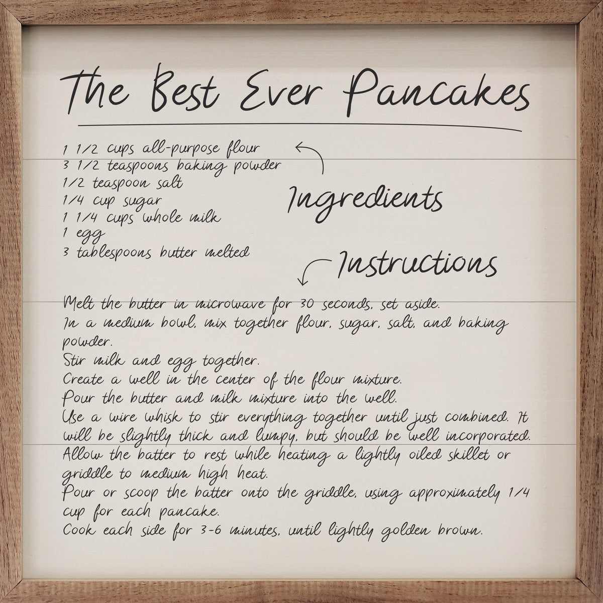 Recipe Best Ever Pancakes Wood Framed Print