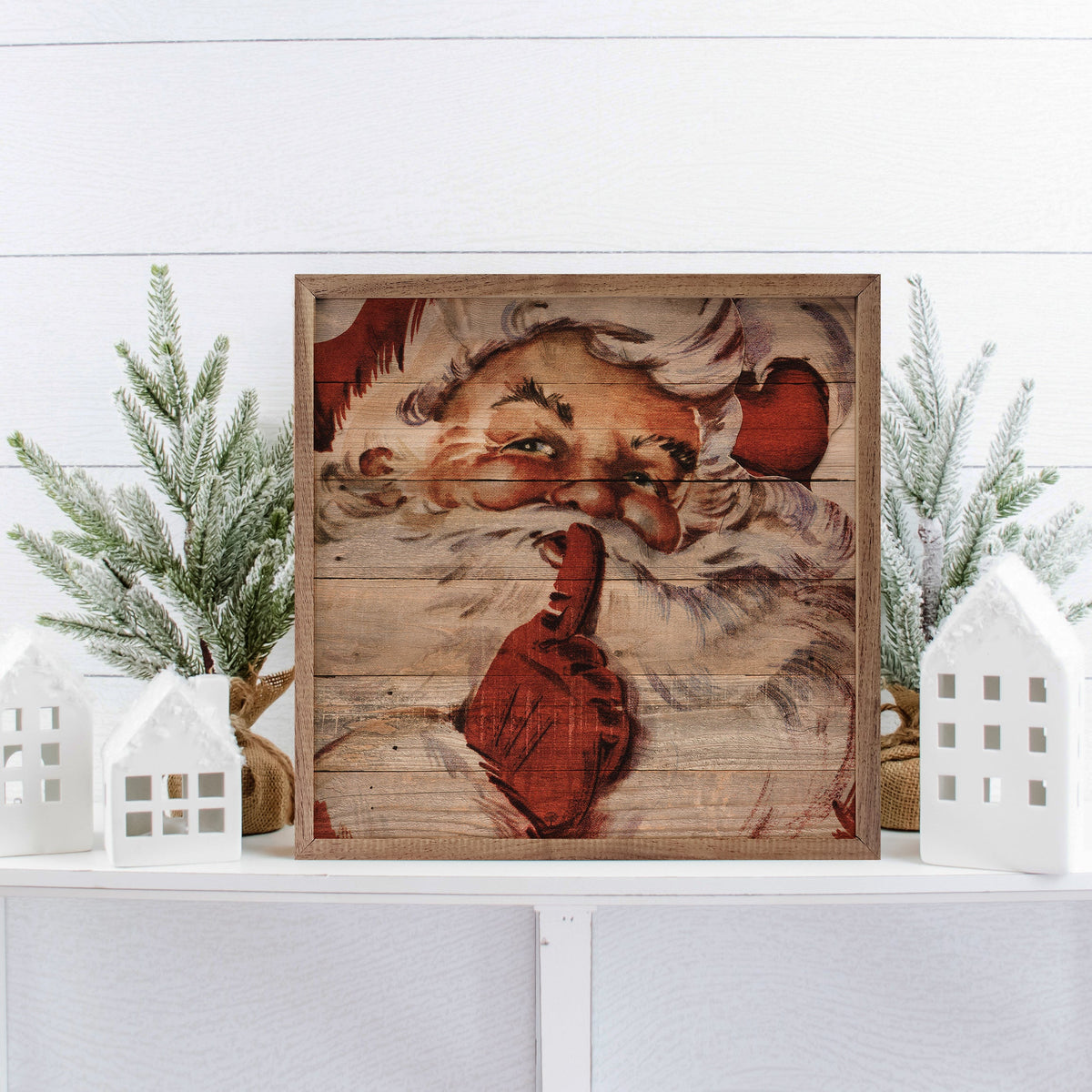 Secret Santa Claus Wood Framed Print