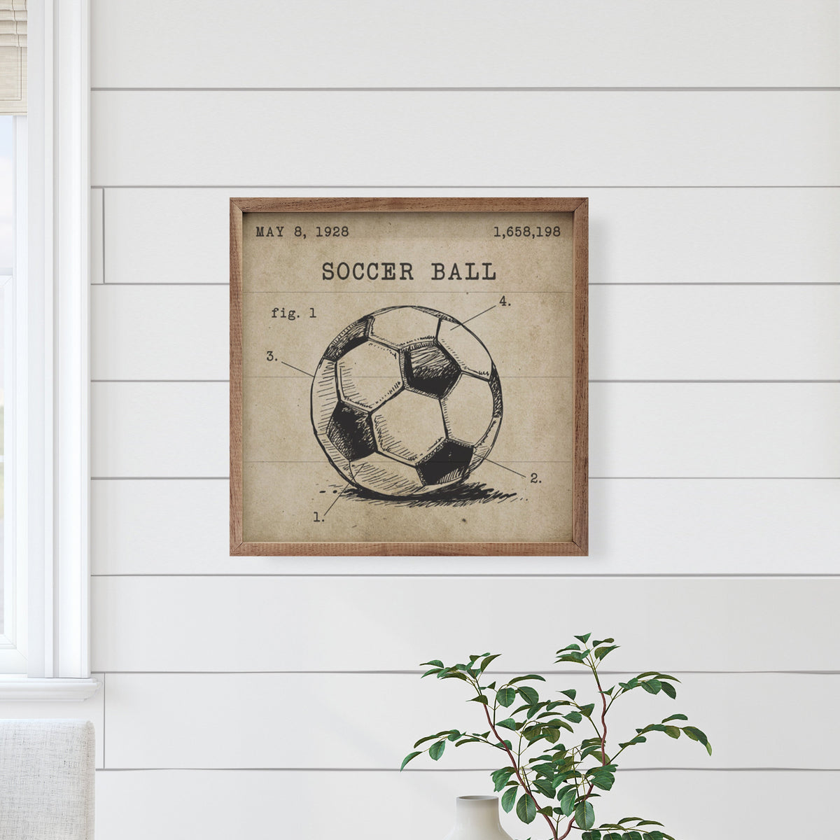 Soccer Ball Patent Wood Framed Print
