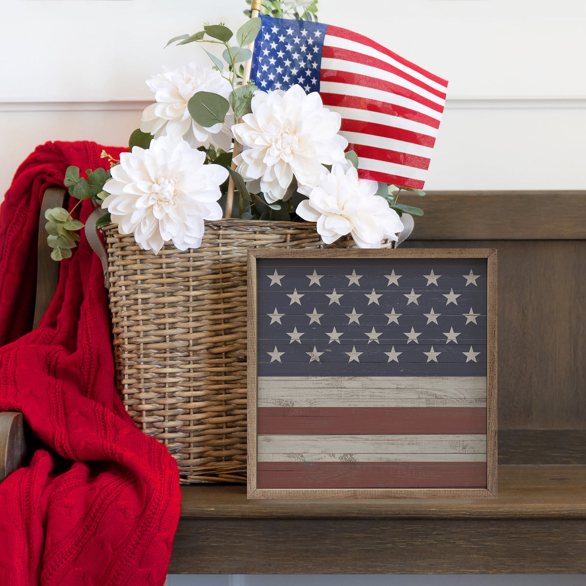 Square Flag Wood Framed Print