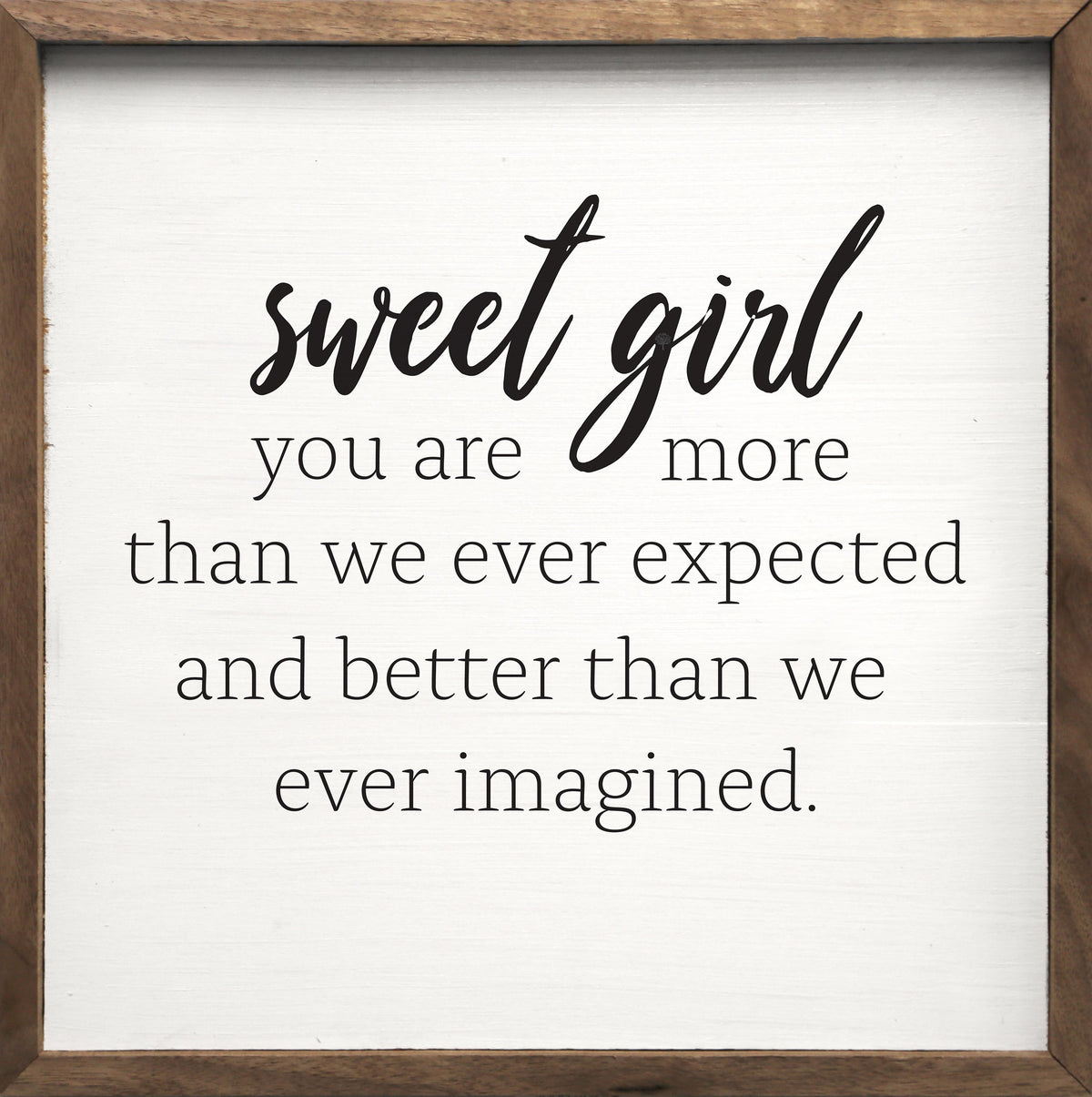 Sweet Girl White Wood Framed Print