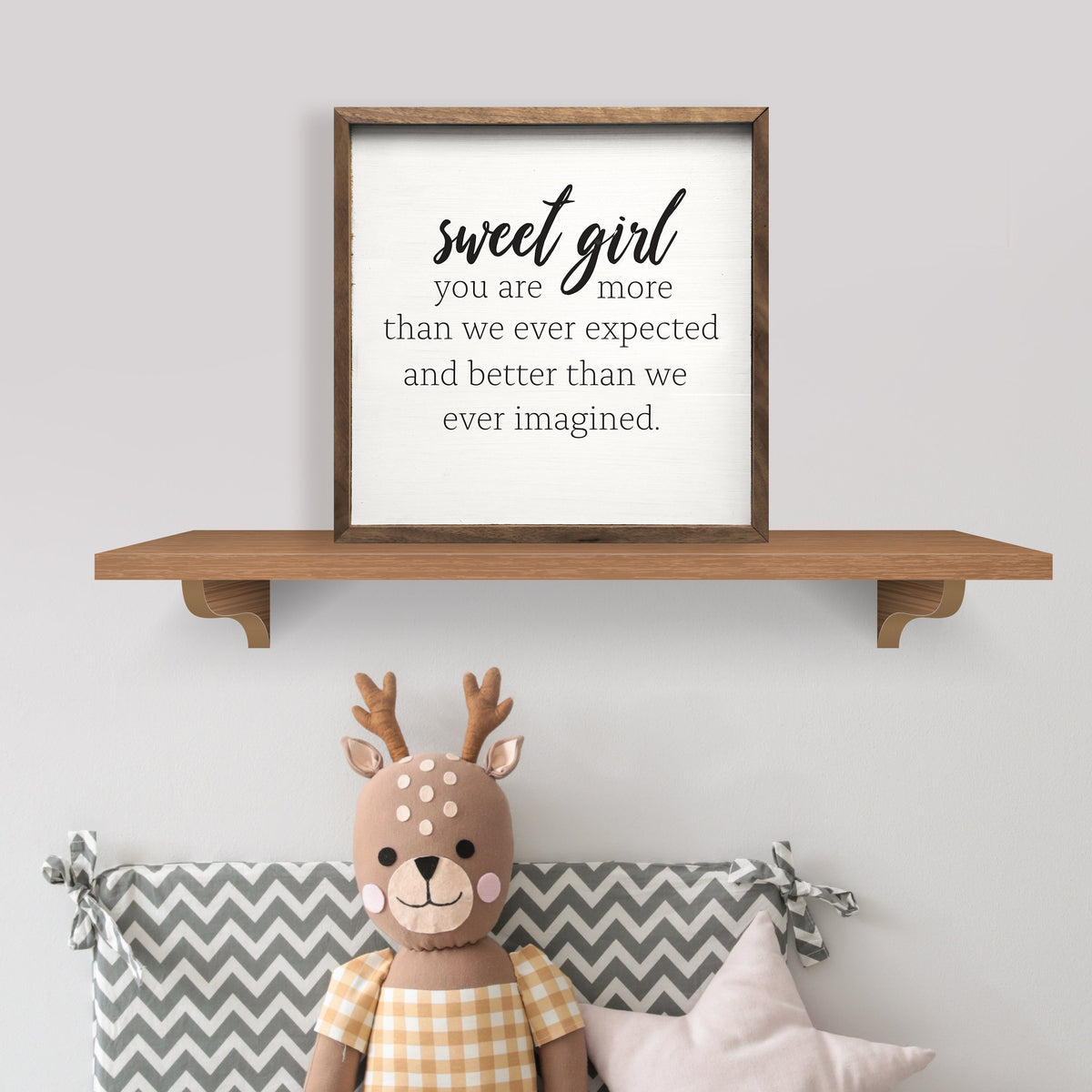 Sweet Girl White Wood Framed Print