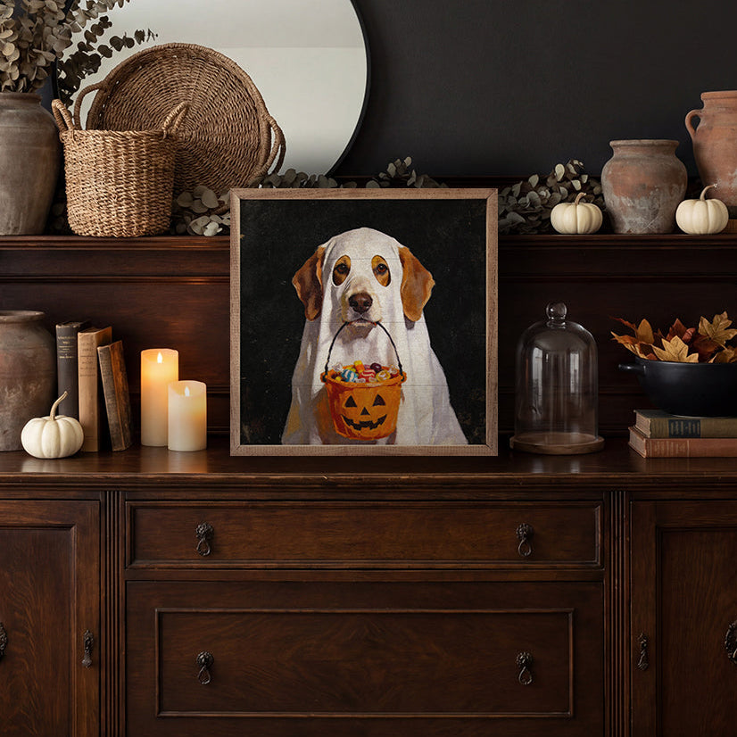 Trick Or Treat Beagle Wood Framed Print